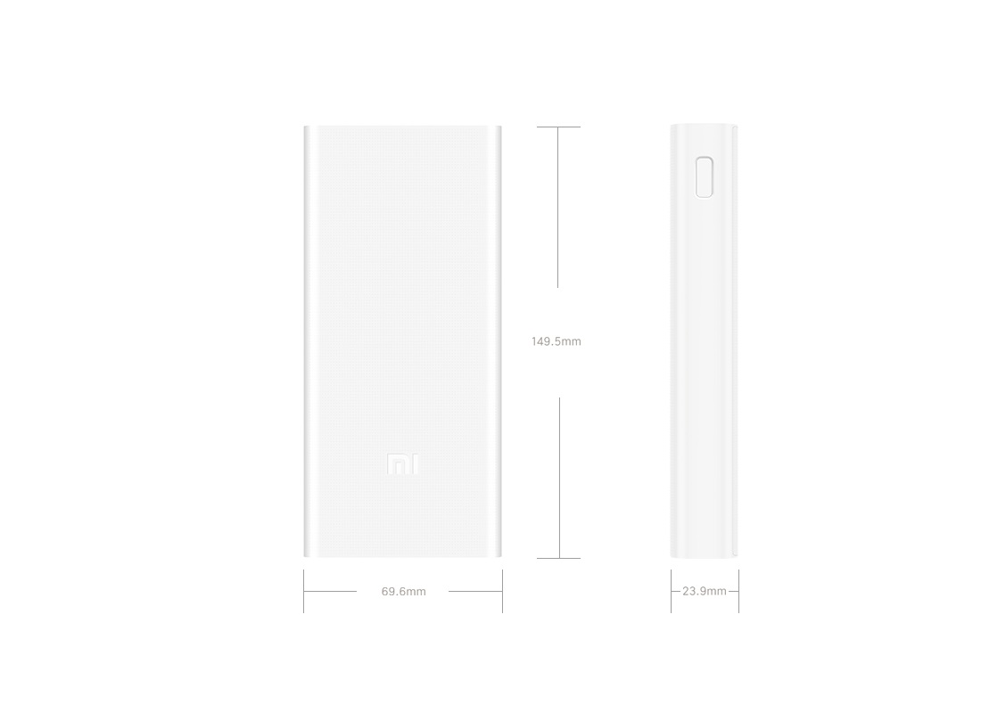 Batterie externe Xiaomi Mi Power Bank 2C Taille Batterie externe Xiaomi Mi Power Bank 2C Taille
