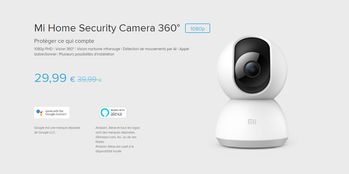 Caméras de surveillance Xiaomi Mi Home Security Camera 360° 1080P compatible assistant vocaux Caméras de surveillance Xiaomi Mi Home Security Camera 360° 1080P compatible assistant vocaux | Mi Mada Store