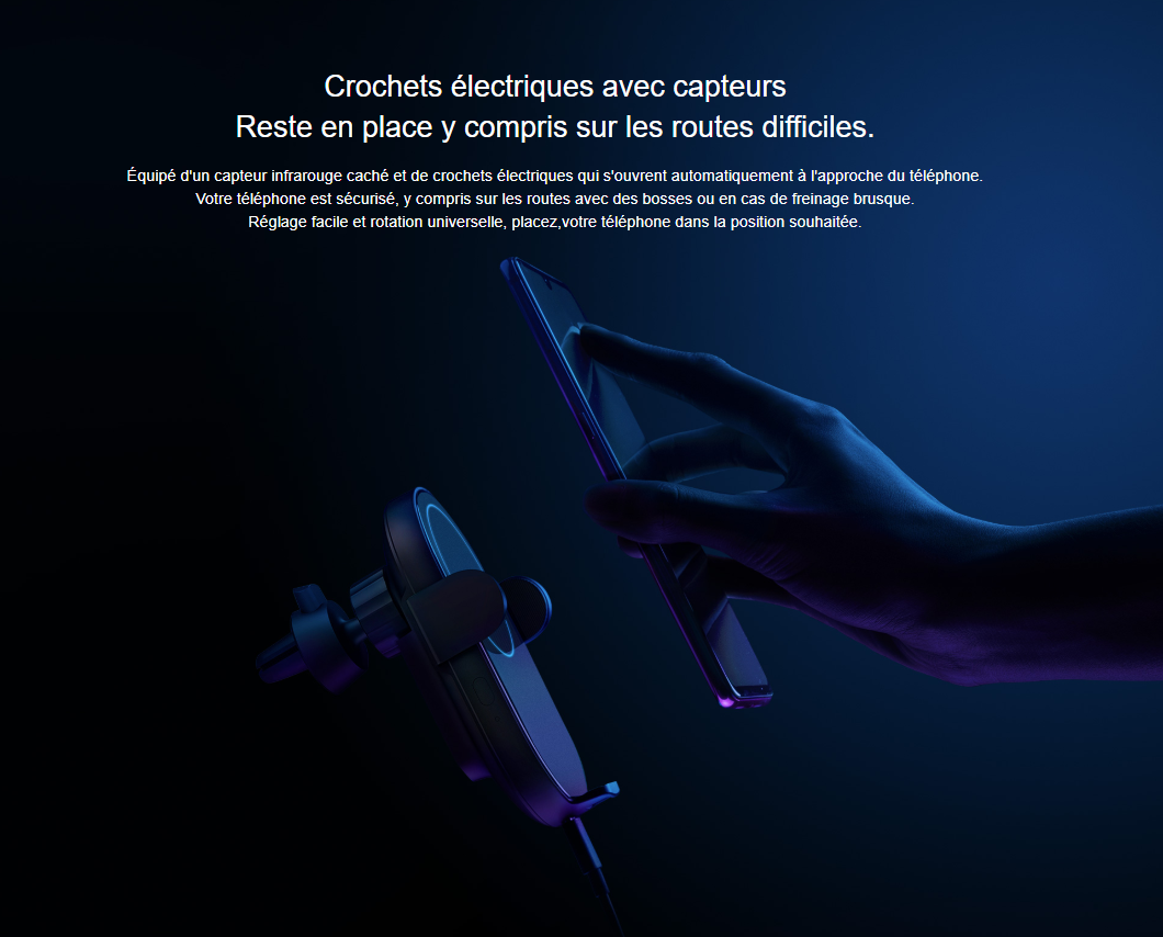 Chargeur de Voiture sans Fil Xiaomi Mi 20W CAR CHARGER PRO Crocher électrique | Mi Mada Store