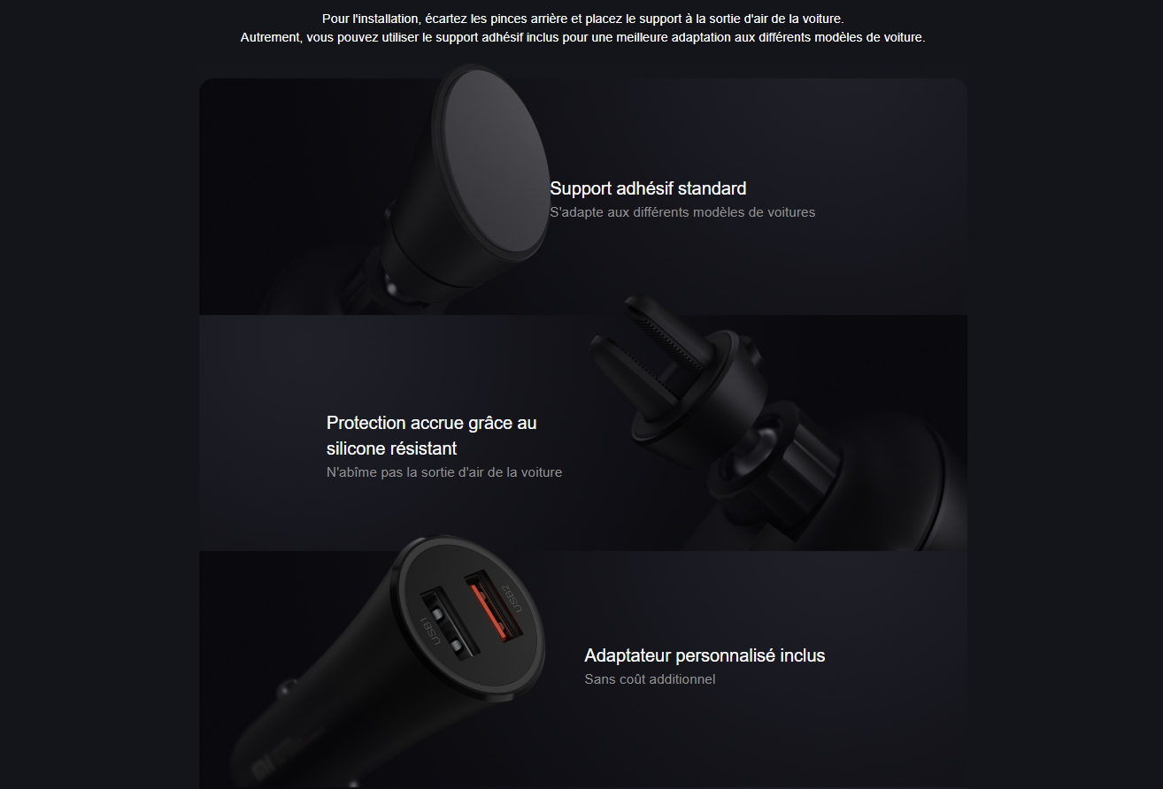 Chargeur de Voiture sans Fil Xiaomi Mi 20W CAR CHARGER PRO supports | Mi Mada Store