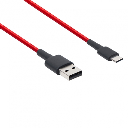 MI BRAIDED USD TYPE C CABLE 100 CM Rouge | Mi Mada Store