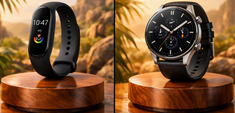 Comparatif entre un bracelet connecté Xiaomi Smart Band et une montre connectée Xiaomi Watch pour le suivi de la santé et des activités sportives | mi-mada.store